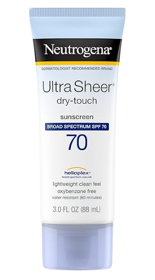 Neutrogena Ultra Sheer Dry-Touch Water Resistant and Non-Greasy Sunscreen Lotion with Broad Spectrum SPF 70, 3 Fl Oz (Pack of 1)