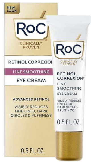 RoC Retinol Correxion Under Eye Cream for Dark Circles & Puffiness, Daily Wrinkle Cream, Anti Aging Line Smoothing Skin Care Treatment for Women and Men, 0.5 oz (Packaging May Vary)