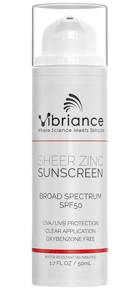 Vibriance Sheer Zinc Moisturizing Sunscreen, Skin Rejuvenation, Clear Sunscreen, Broad Spectrum SPF 50, 1.7 fl oz (50 ml)